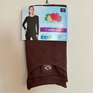 Womens XS (0-2) Fruit of the Loom Brown Super Soft Waffle Thermal Base Layer NEW